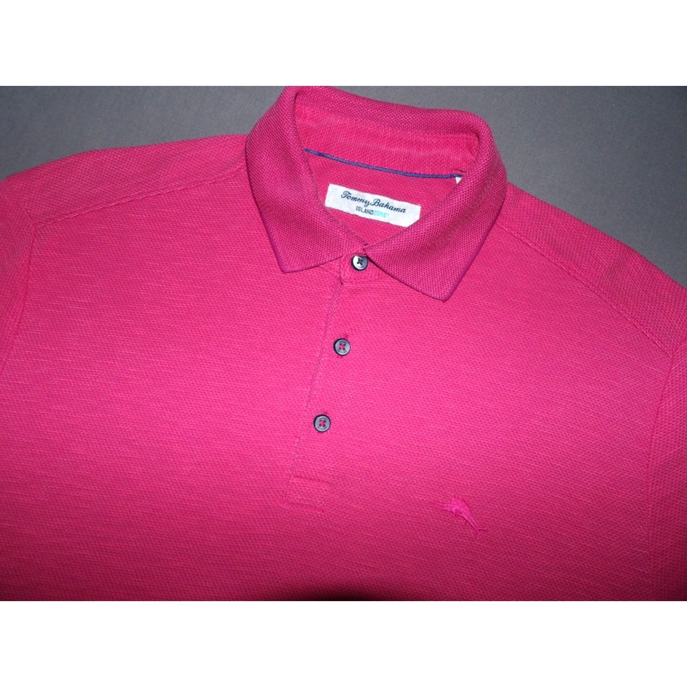 Tommy Bahama Island Zone Short Sleeved Pink Knit Polo Golf Shirt Men's Medium